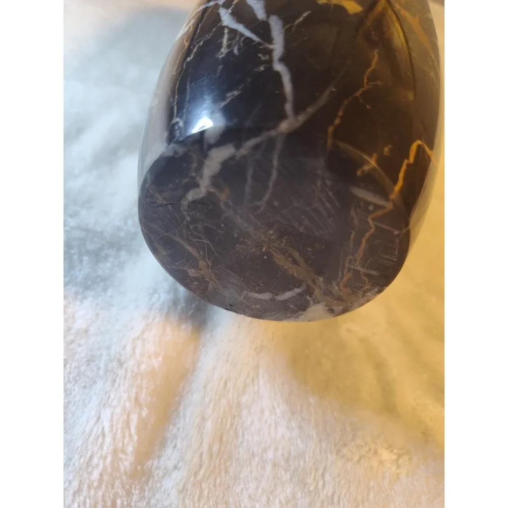Vintage Late Mid Century 1970s European Honed Marble Vessel Vase Heavy